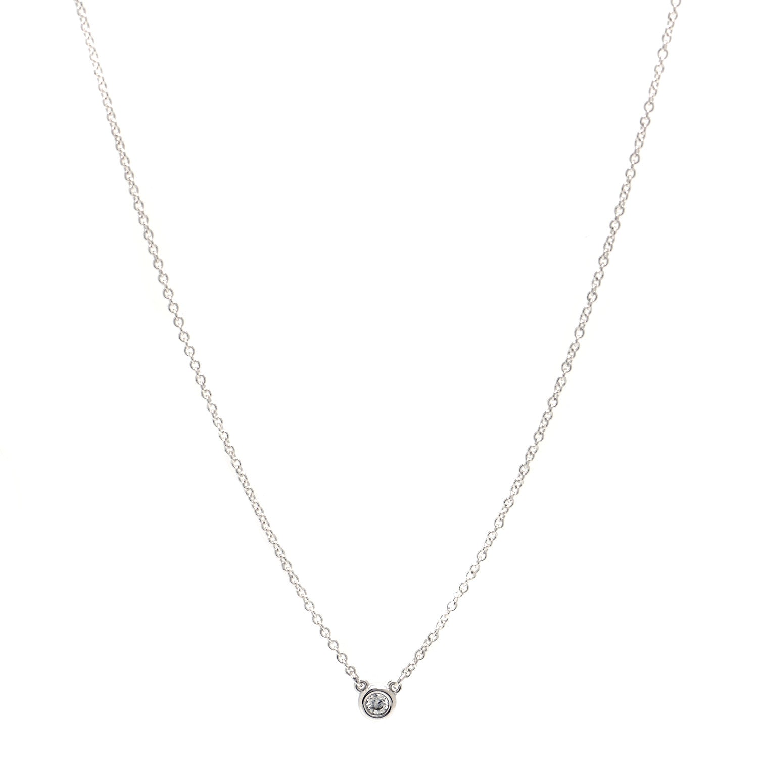 Tiffany Sterling Silver Diamond .05ct Elsa Peretti Diamonds by the Yard Pendant Necklace 1 of 6