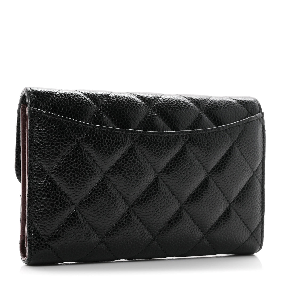 Caviar Quilted Medium Flap Wallet Black