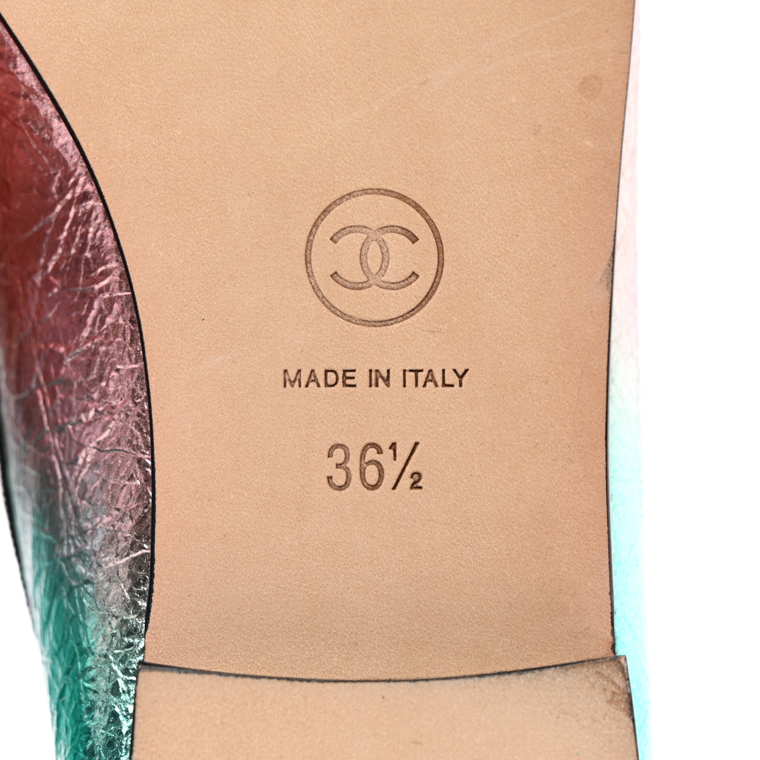 Chanel Laminated Calfskin Grosgrain Cap Toe CC Ballerina Flats 36.5 Multicolor Black 6 of 13