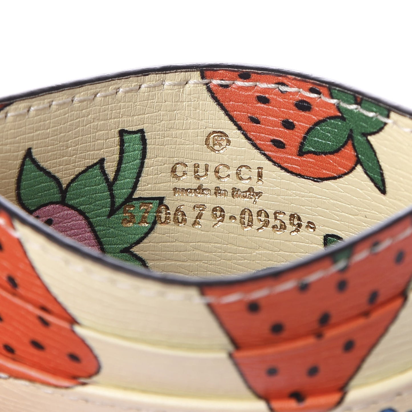 Calfskin Strawberry Print Zumi Case Case Ivory Red