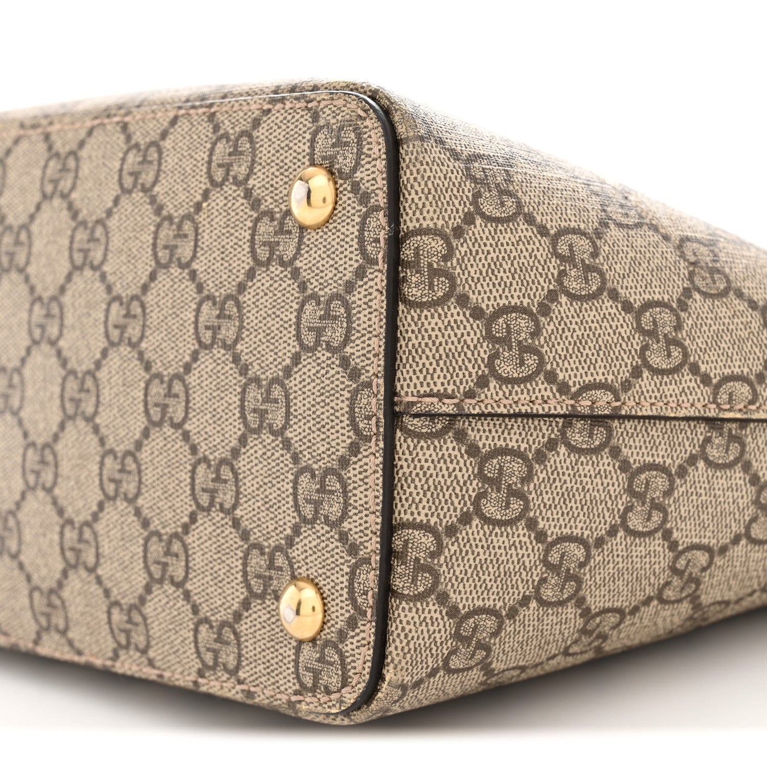 Gucci GG Supreme Monogram Medium Zippered Bucket Tote Beige Hibiscus Red New Rosette 10 of 12