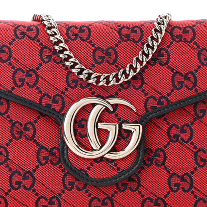 Gucci Monogram Multicolor Matelasse Diagonal GG Marmont Chain Wallet Red Blue 8 of 10