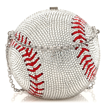 Judith Leiber Crystal Baseball Clutch Silver 1 of 10