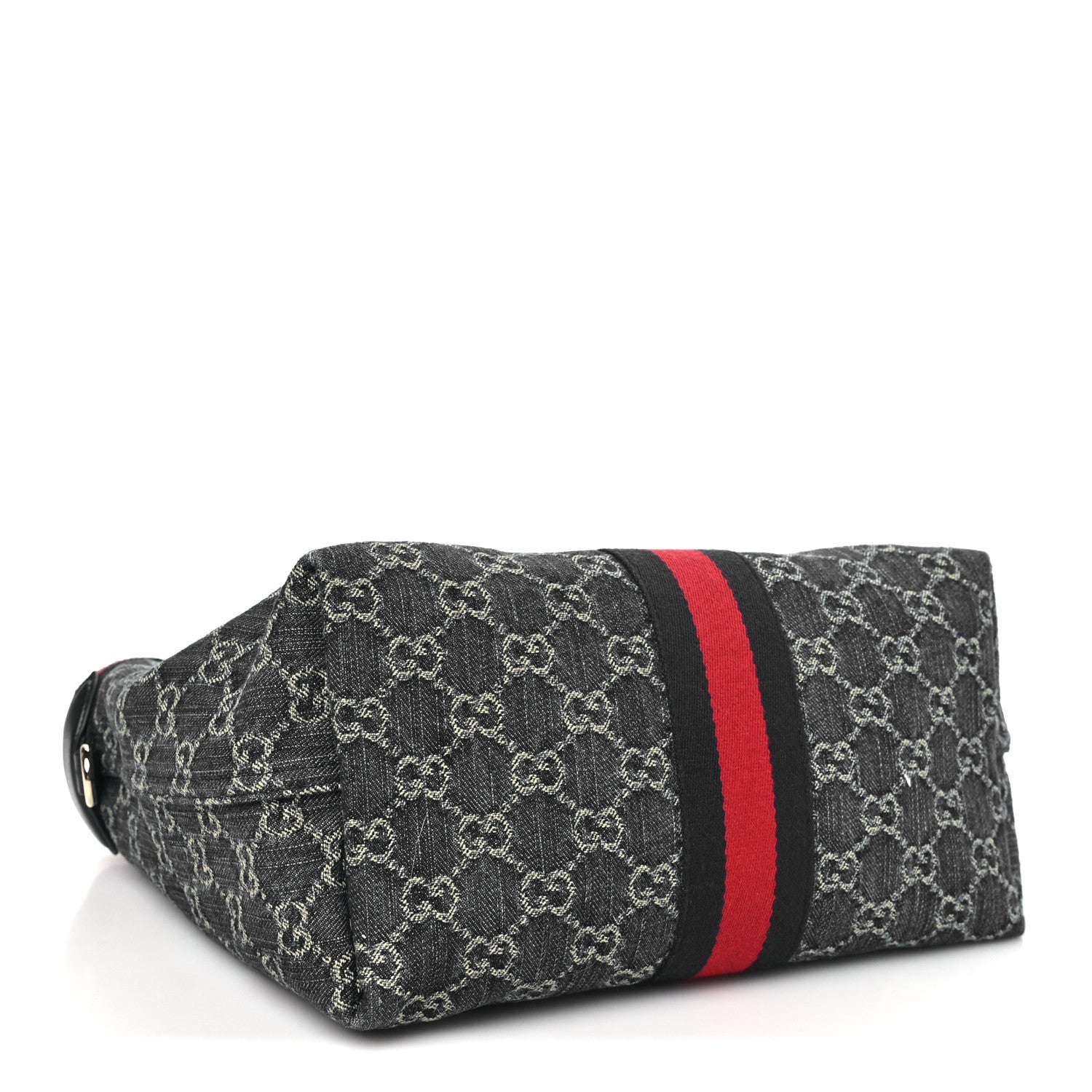 Gucci Denim GG Monogram Web Small Giglio Tote Blue White 5 of 11