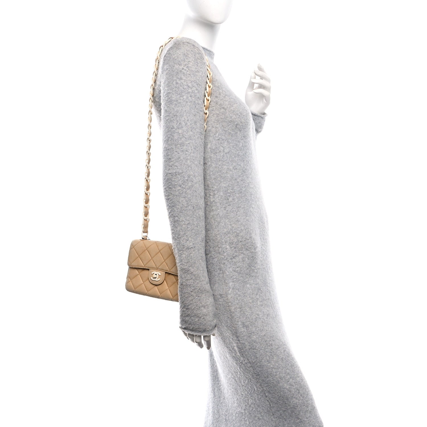 Chanel Lambskin Quilted Bekko Resin Mini Square Flap Beige 3 of 13