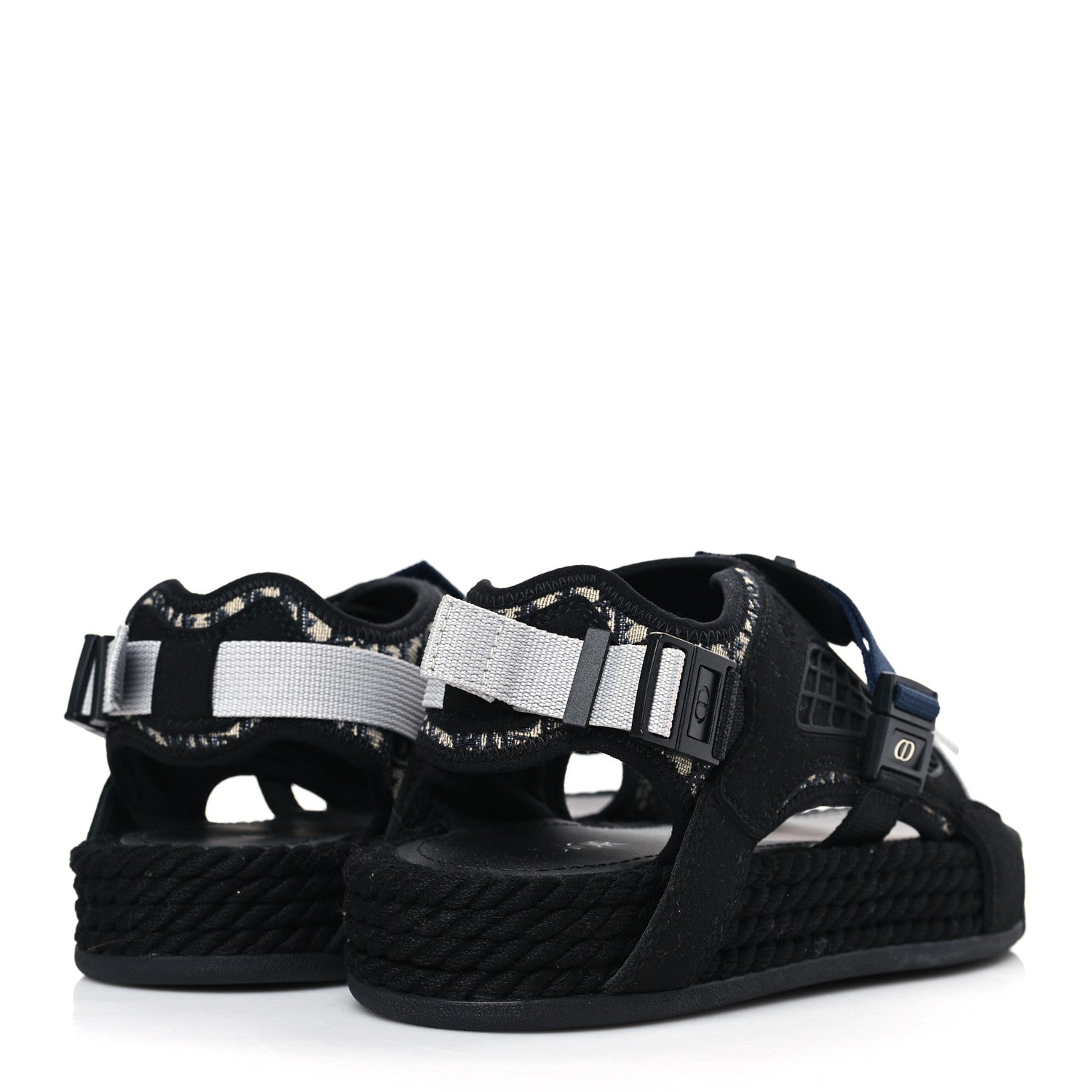 Christian Dior Technical Fabric Oblique Mens Atlas Sandals 40 Black Blue 4 of 8