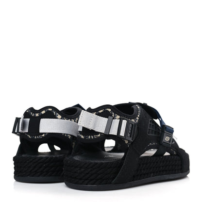 Christian Dior Technical Fabric Oblique Mens Atlas Sandals 40 Black Blue 4 of 8
