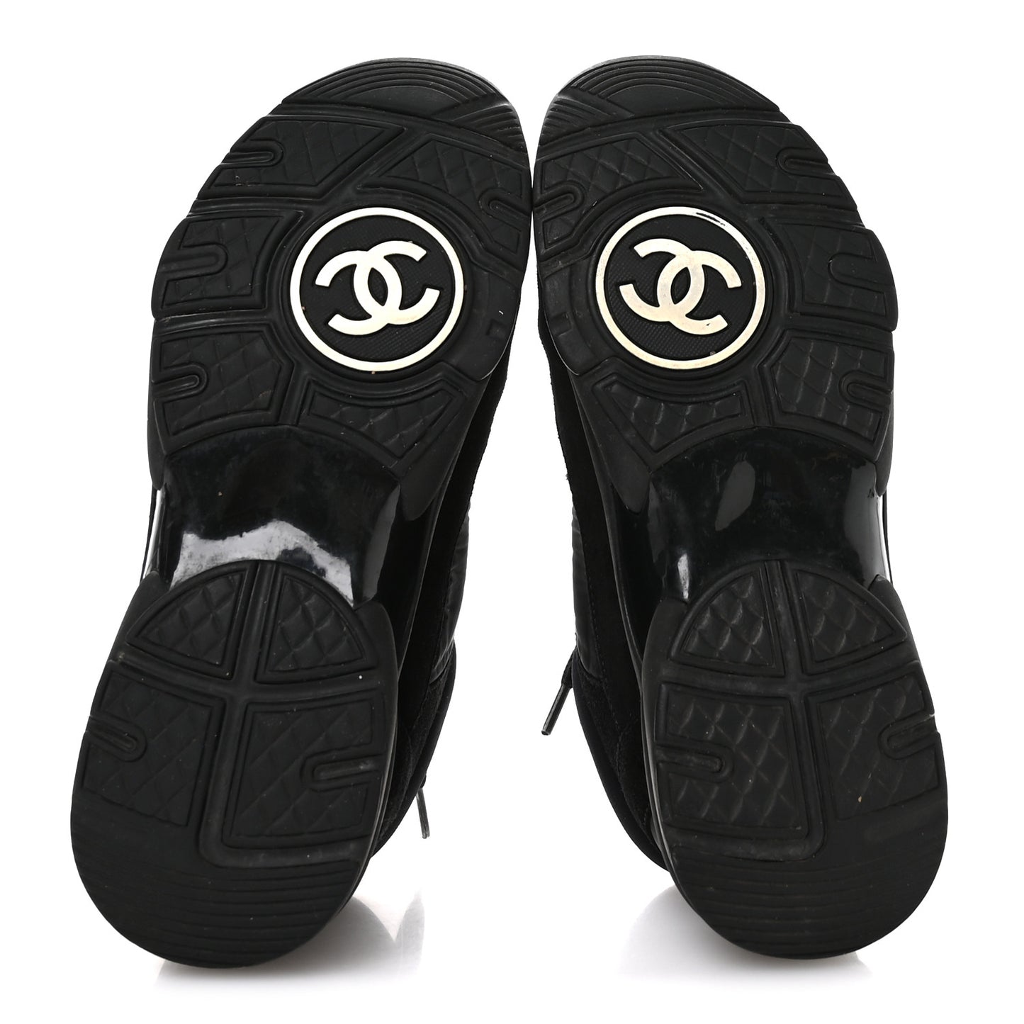 Fabric Calfskin Suede CC Sneakers 35.5 Black