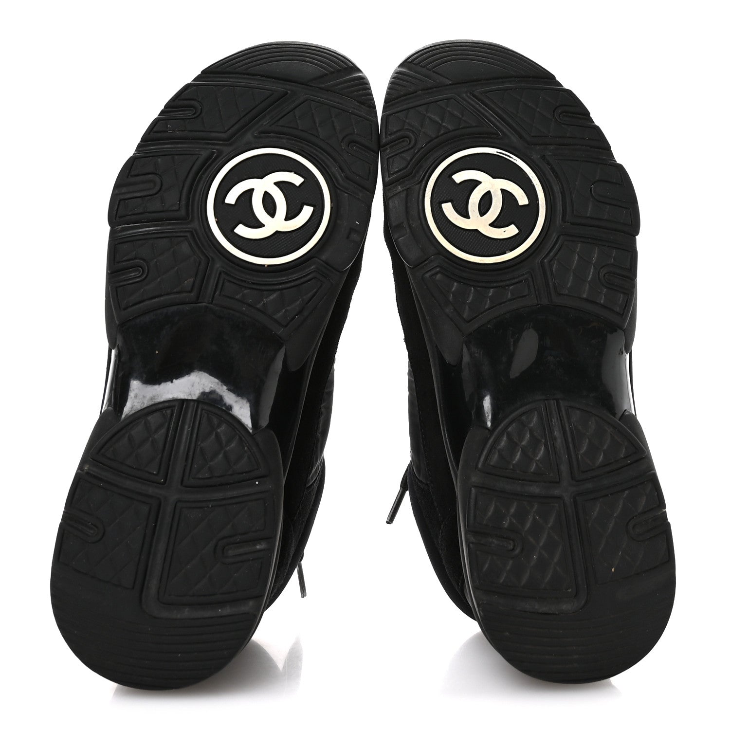 Chanel Fabric Calfskin Suede CC Sneakers 35.5 Black 6 of 7