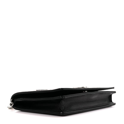 Christian Dior Calfskin Patch Embroidered Diorama Chain Wallet Black 4 of 13