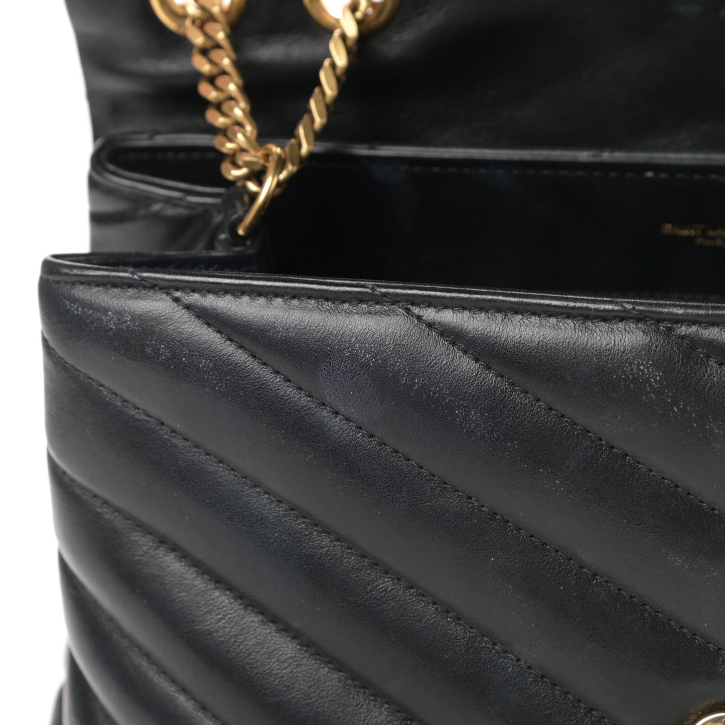 Calfskin Y Quilted Monogram Medium Loulou Chain Satchel Black