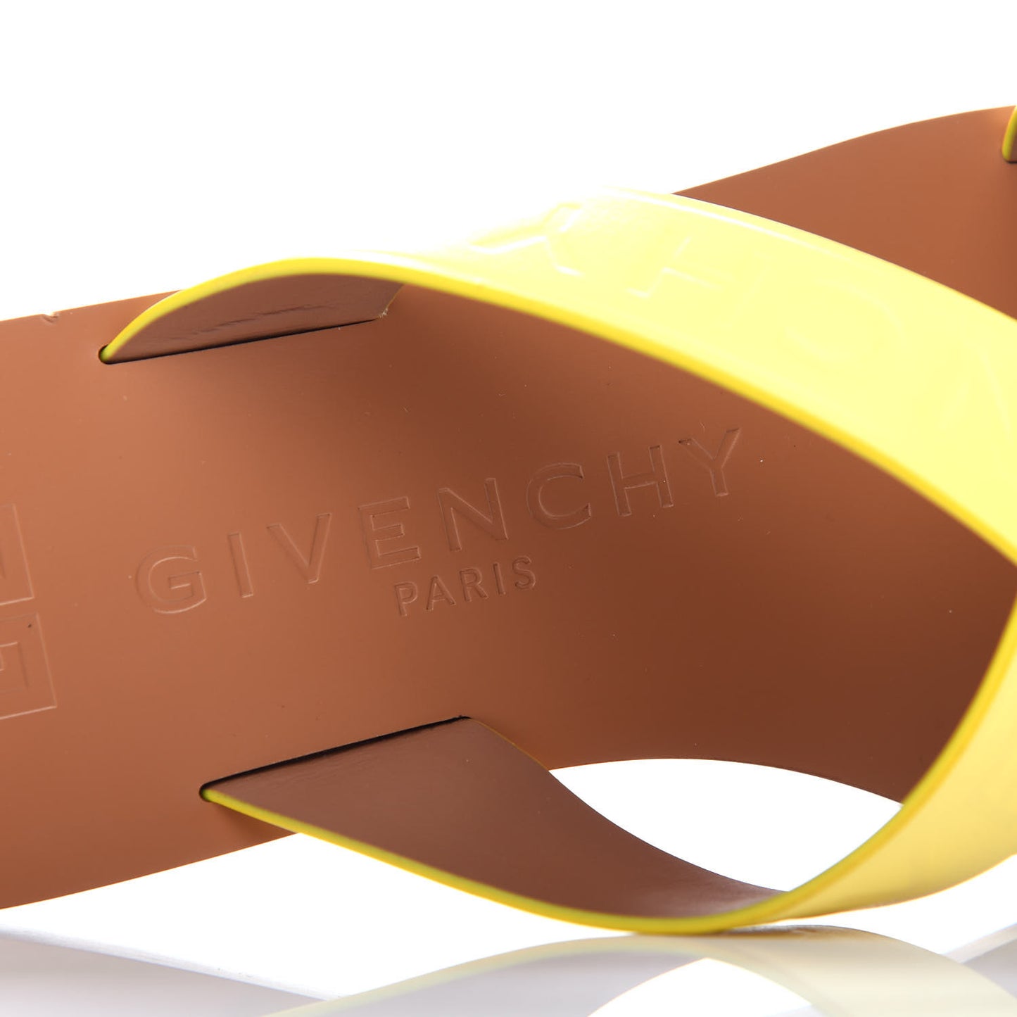 Calfskin Logo Strap Sandals 40 Lemon