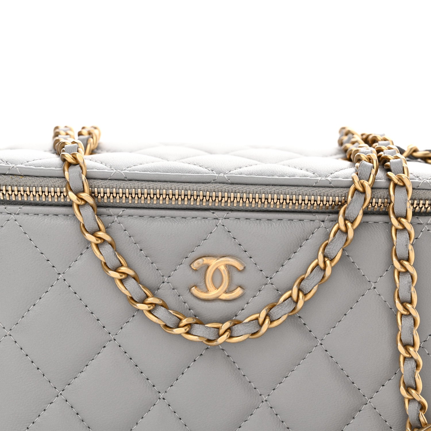 Chanel Lambskin Quilted Small Pearl Crush Vanity Case With Chain Grey 8 of 11