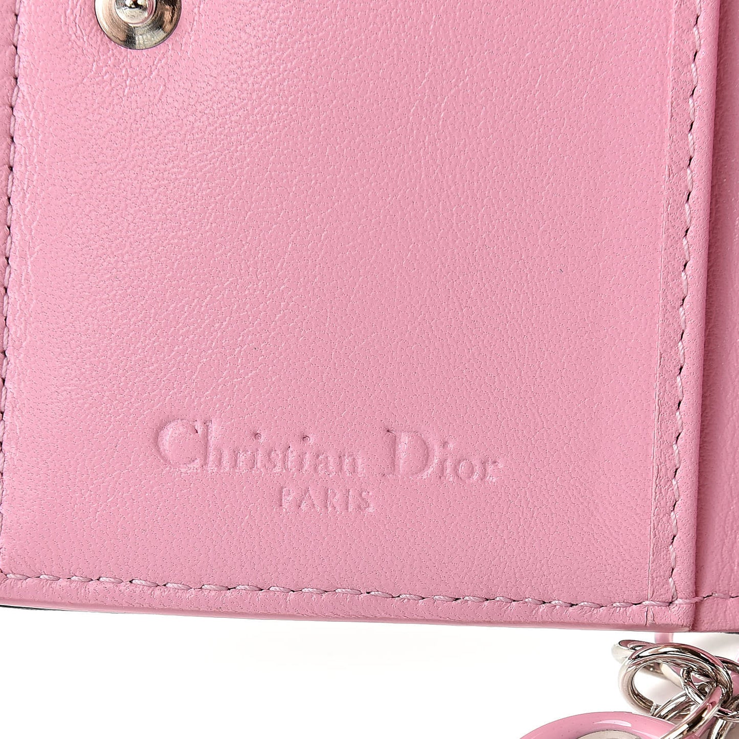 Lambskin Cannage Bi-Color Small Lady Dior Flap Card Holder Black Pink
