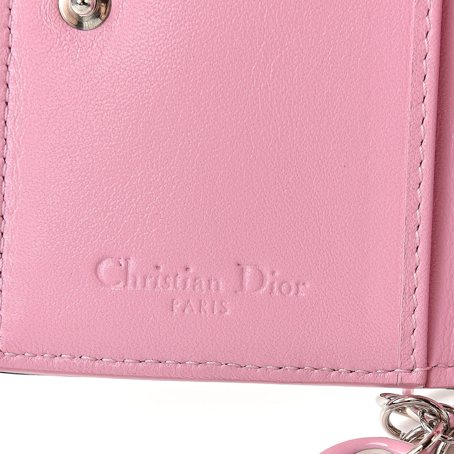Christian Dior Lambskin Cannage Bi-Color Small Lady Dior Flap Card Holder Black Pink 6 of 8
