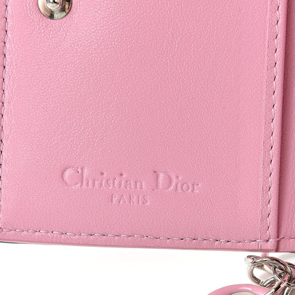 Christian Dior Lambskin Cannage Bi-Color Small Lady Dior Flap Card Holder Black Pink 6 of 8