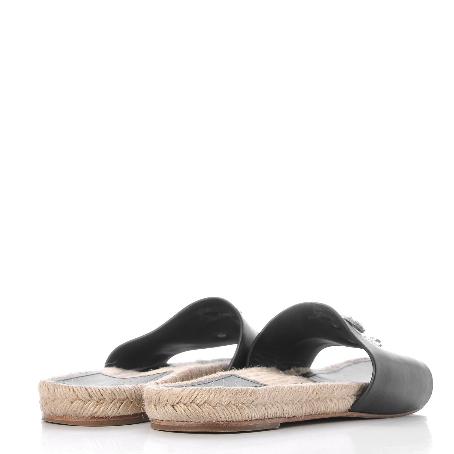 Chanel Calfskin Gripoix CC Espadrille Slip On Sandals 39 Black 3 of 13