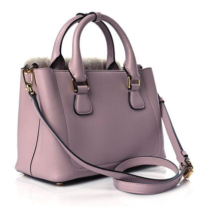 Burberry Smooth Calfskin Shearling Small Saddle Tote Pale Orchid 3 of 9