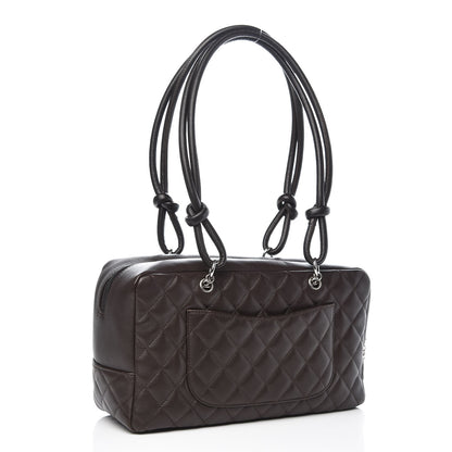 Chanel Calfskin Quilted Large Cambon Bowler Dark Brown 3 of 9