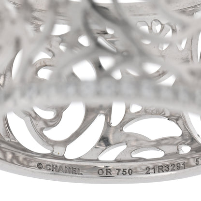 Chanel 18K White Gold Diamond Camellia Ajoure Band Ring 51 5.75 4 of 5