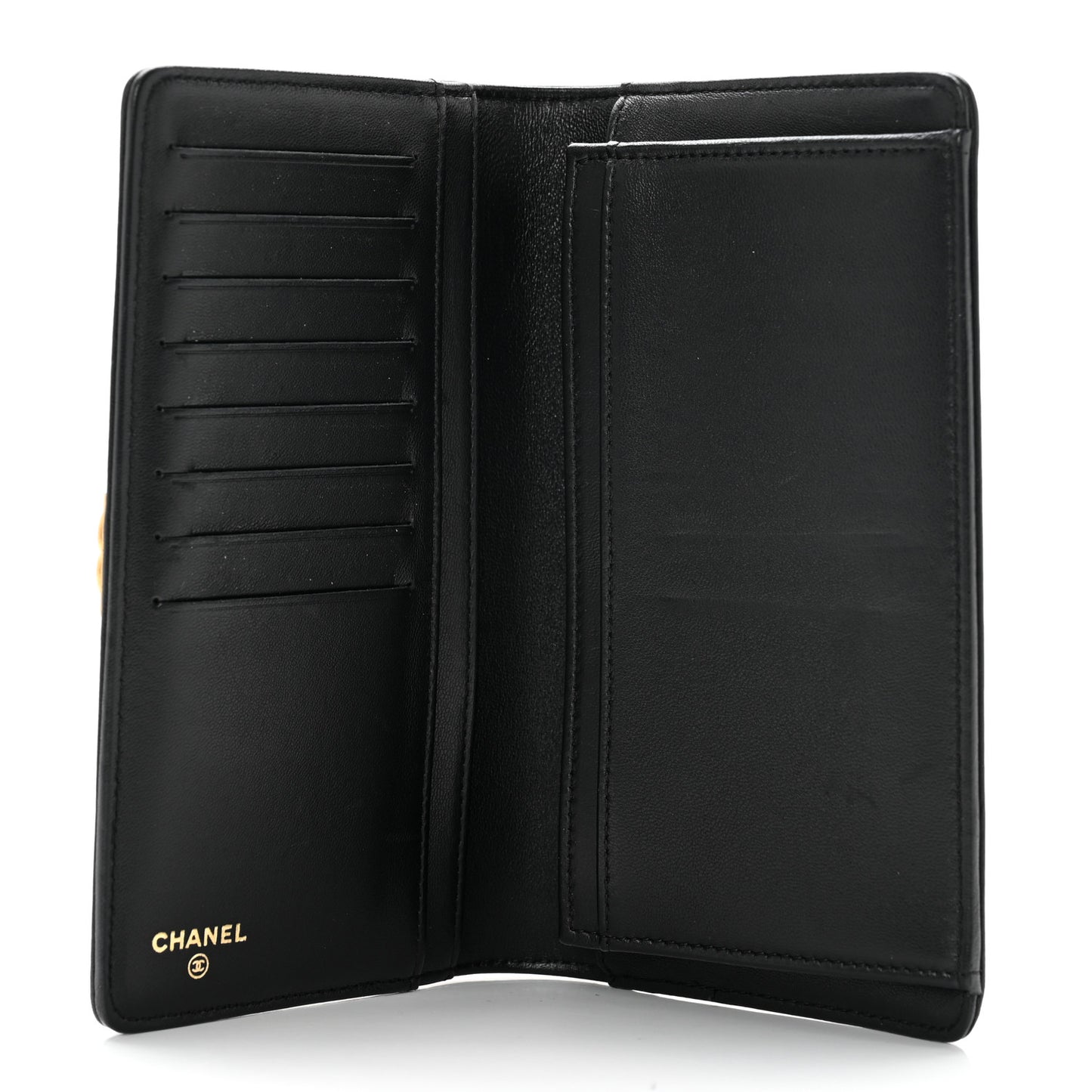 Lambskin Quilted Boy Yen Wallet Black