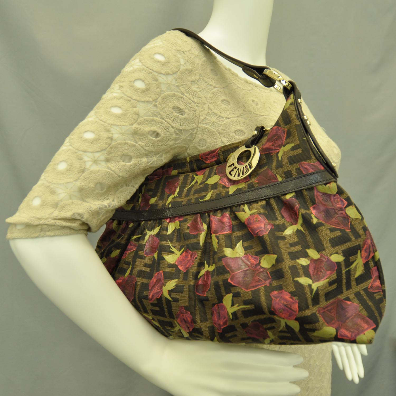 Fendi Zucca Rose Chef Hobo 2 of 11
