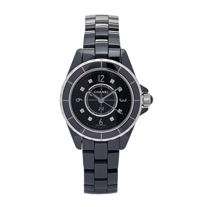 Chanel Stainless Steel Ceramic Diamond 29mm J12 Quartz Watch Black 1 of 6