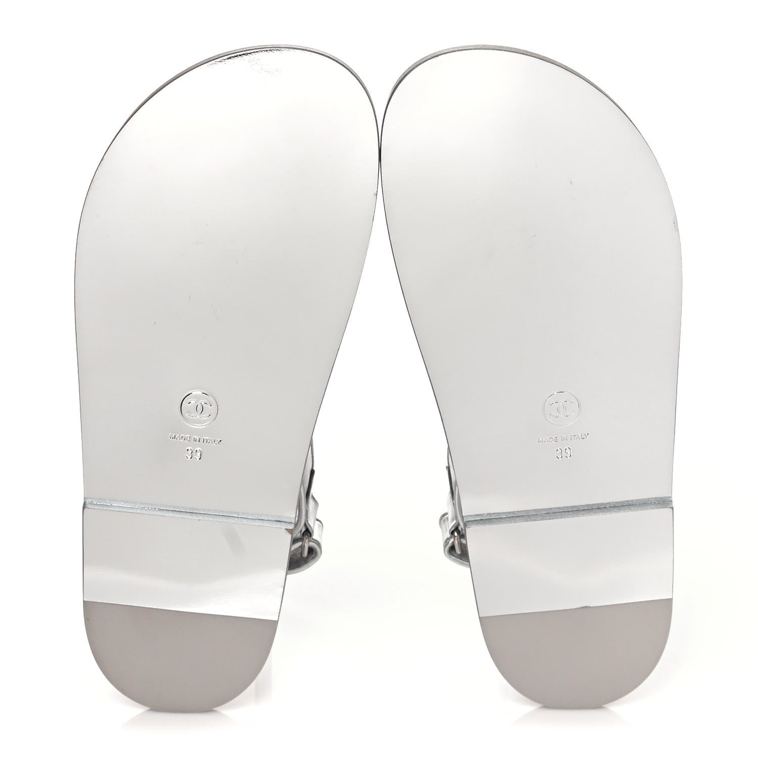 Chanel Laminated Calfskin Velcro Dad Sandals 39 Silver 5 of 8