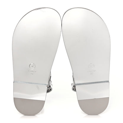 Chanel Laminated Calfskin Velcro Dad Sandals 39 Silver 5 of 8