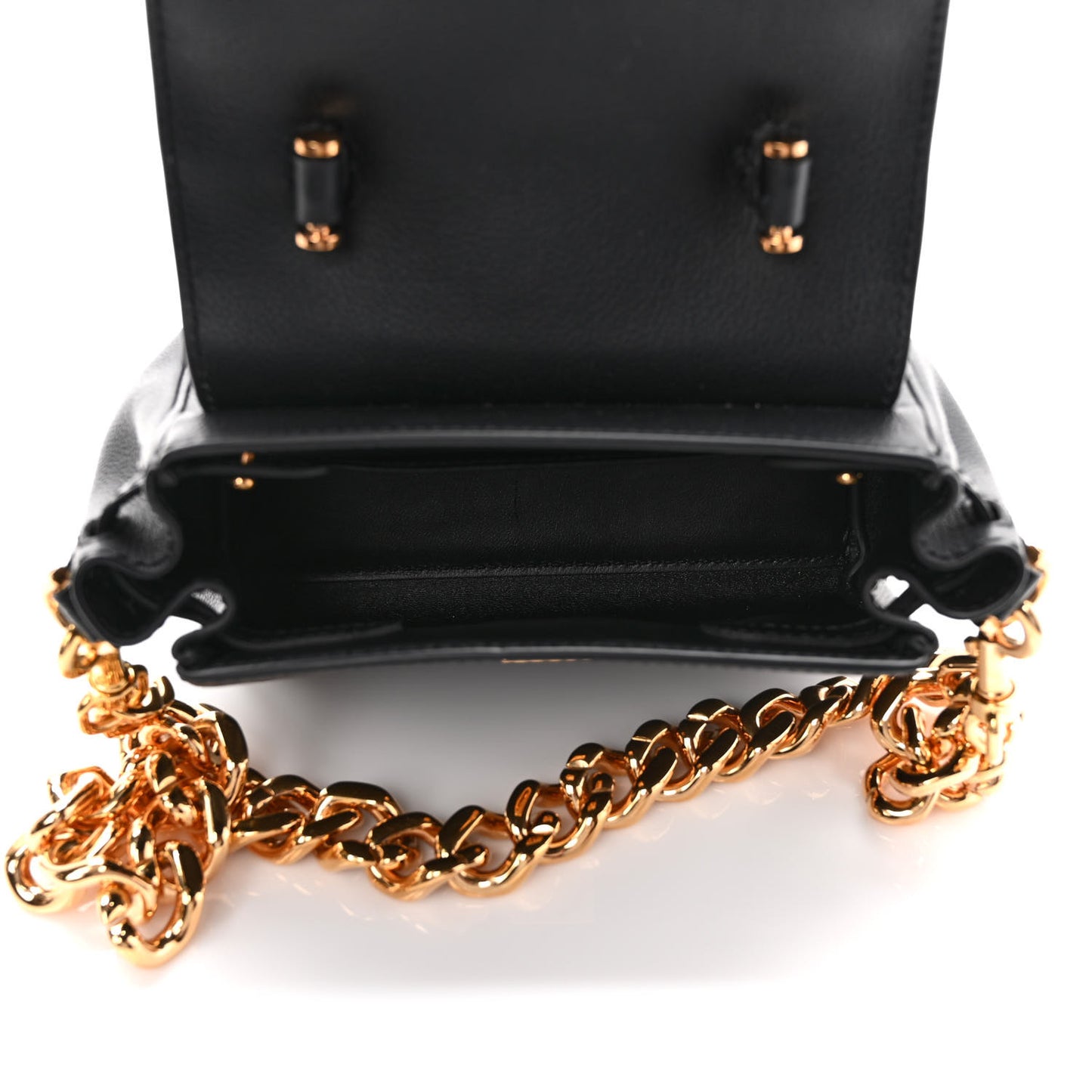 Grained Calfskin Small La Medusa Top Handle Bag Black