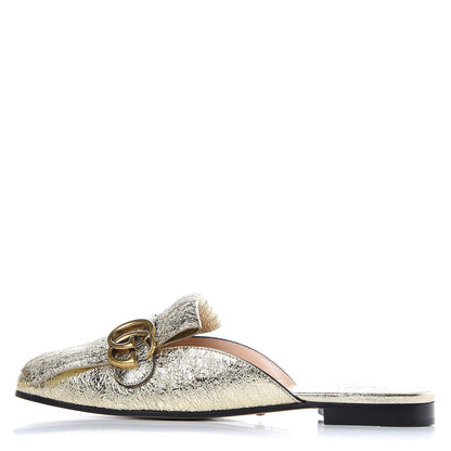 Gucci Galassia Womens GG Marmont Fringe Slippers 38.5 Platino 1 of 8