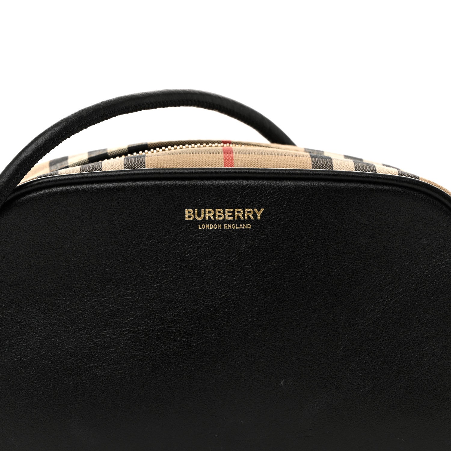 Burberry Calfskin Vintage Check Half Cube Crossbody Bag Black 8 of 10