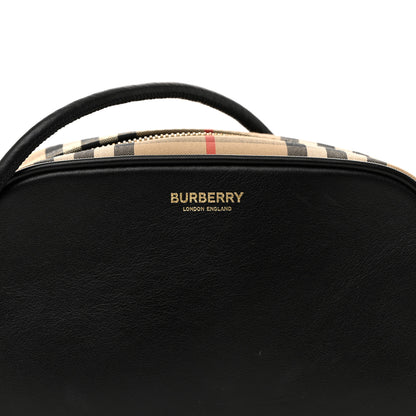 Burberry Calfskin Vintage Check Half Cube Crossbody Bag Black 8 of 10