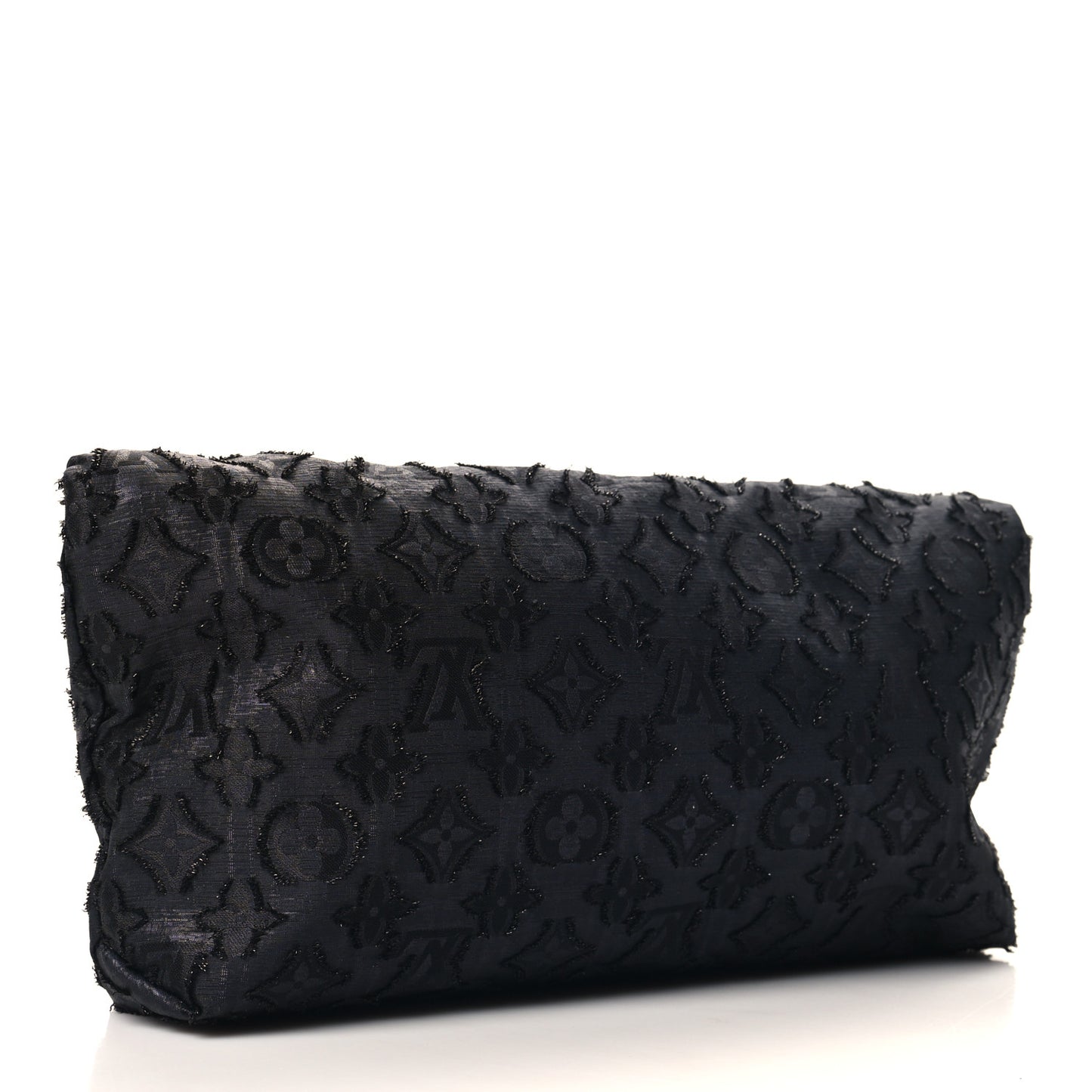 Lurex Quilted Monogram Altair Clutch  Black