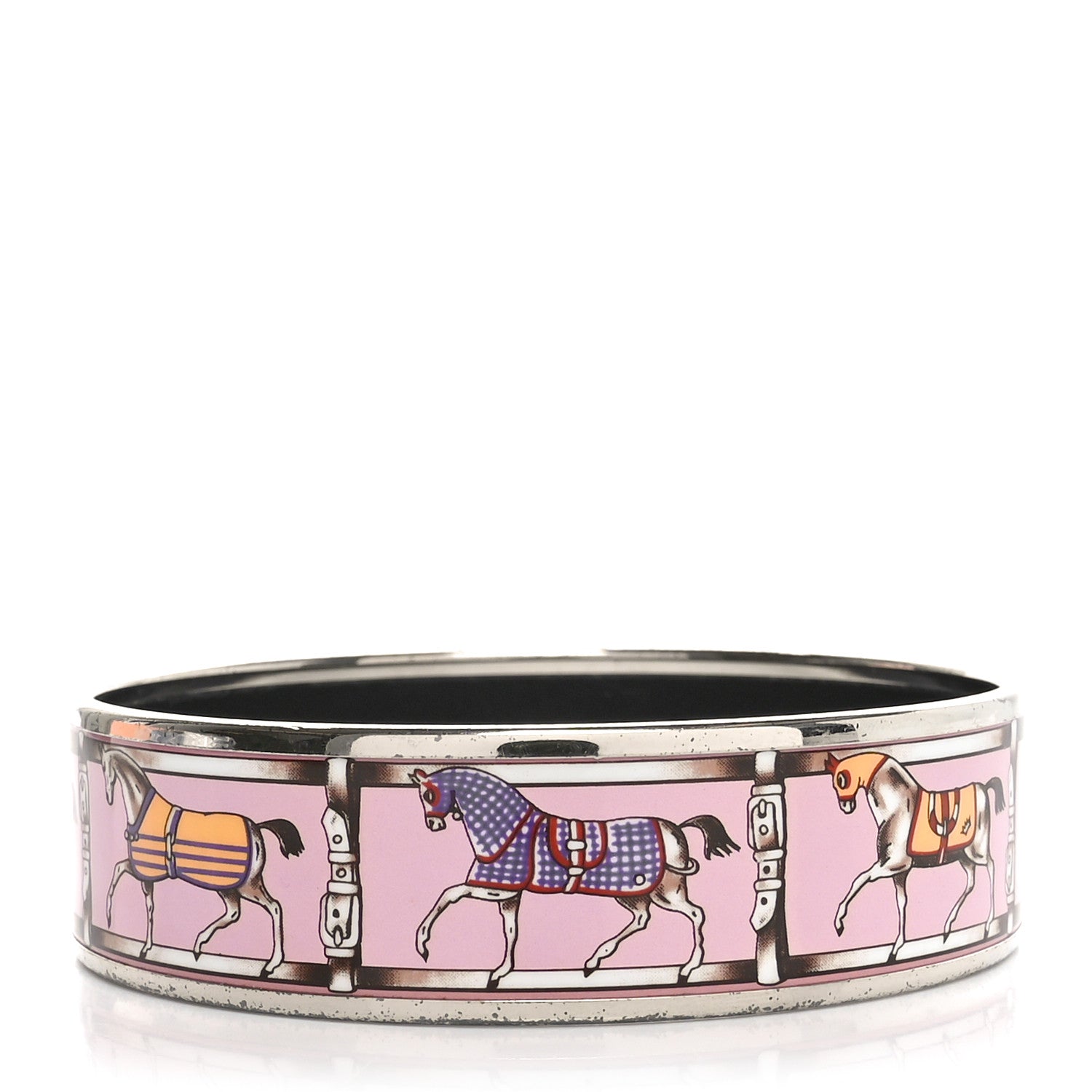 Hermes Enamel Printed Wide Tenues Et Couvertures Bracelet 70 5 of 9