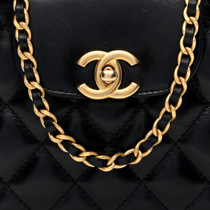 Chanel Shiny Aged Calfskin Quilted Nano Kelly Shopper Black 8 of 10
