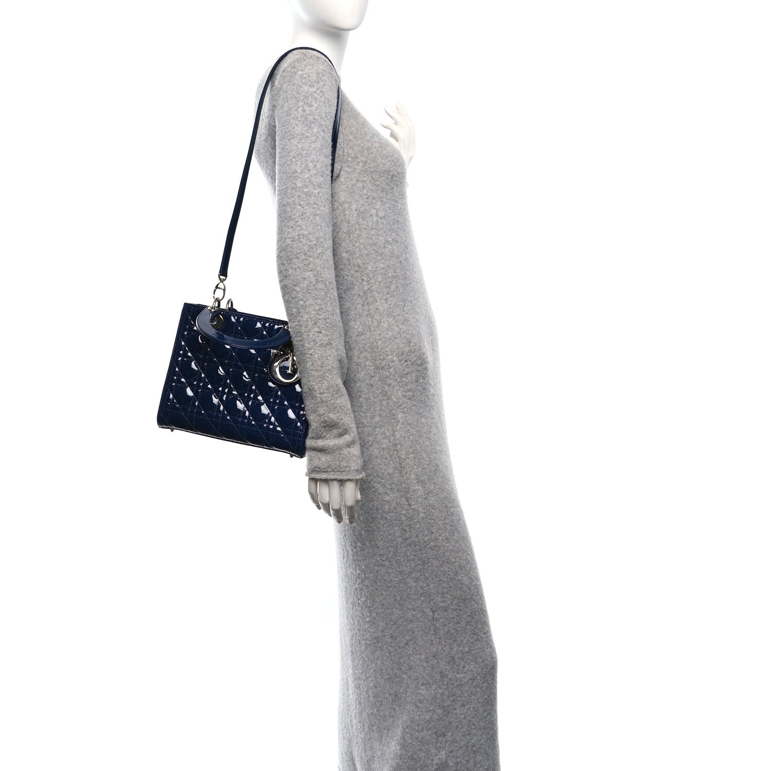 Christian Dior Patent Cannage Medium Lady Dior Navy Blue 2 of 10
