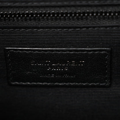 Saint Laurent Grain De Poudre Textured Mixed Matelasse Triquilt Medium Monogram Monochrome Satchel Black 6 of 13