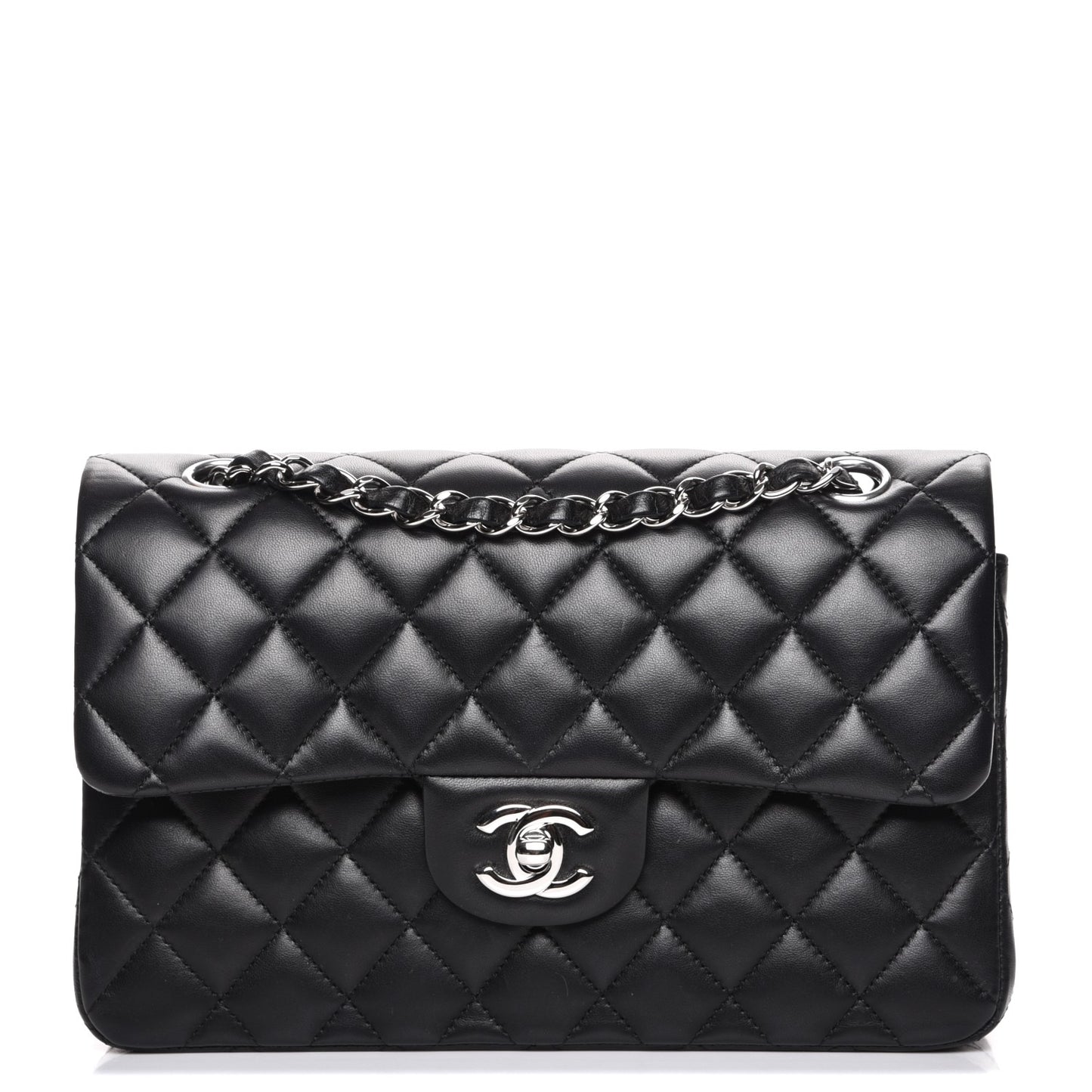 Lambskin Quilted Small Double Flap Black