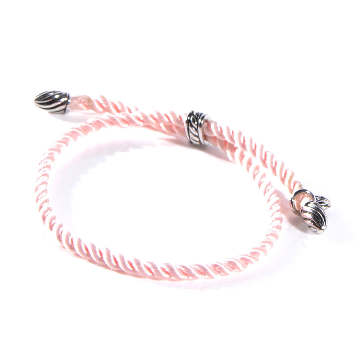 Sterling Silver and Silk Cord Bracelet Pink