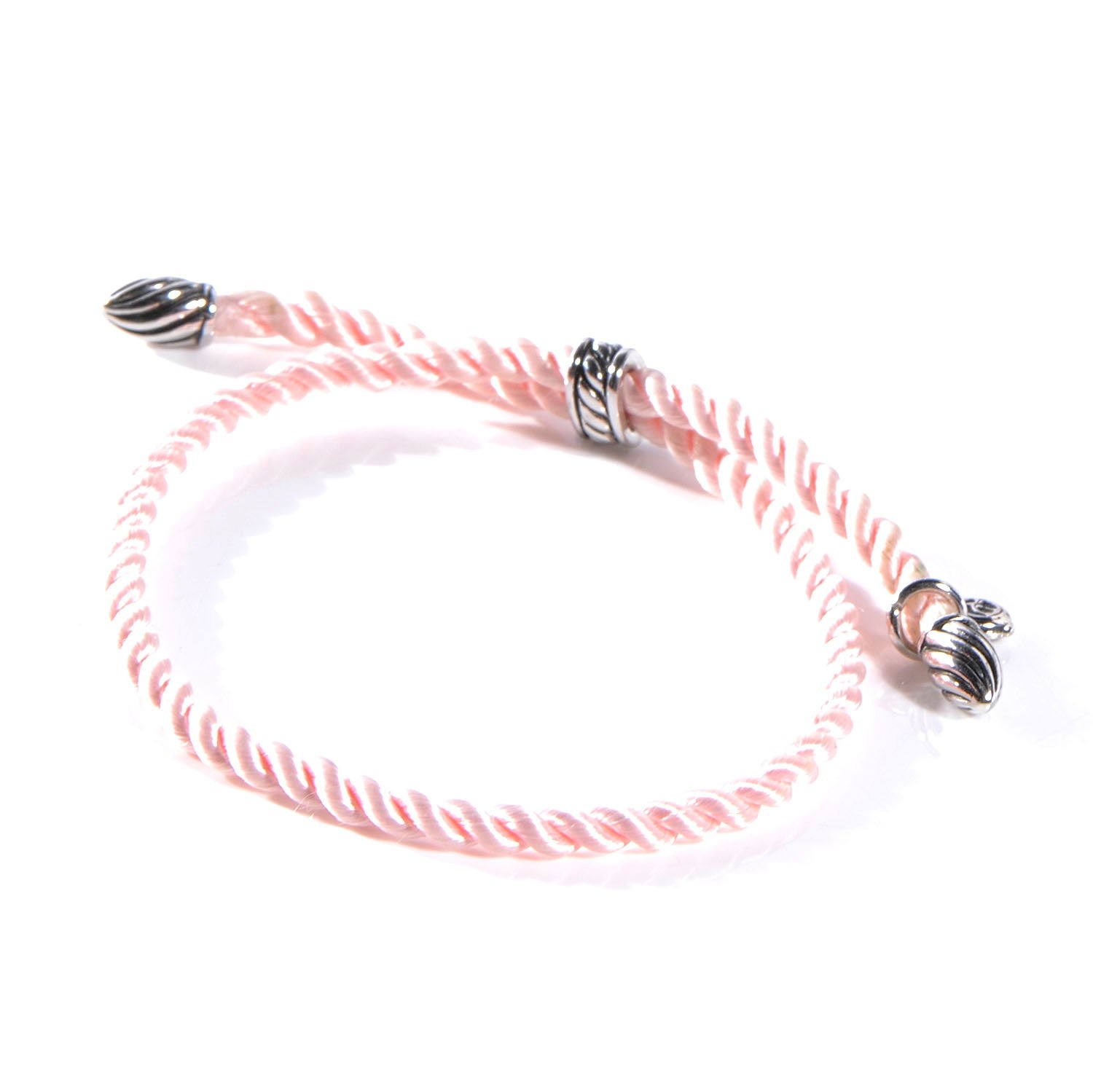 David Yurman Sterling Silver and Silk Cord Bracelet Pink 4 of 4