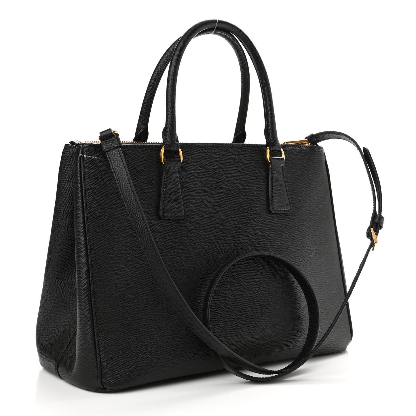 Saffiano Lux Large Galleria Double Zip Tote Black