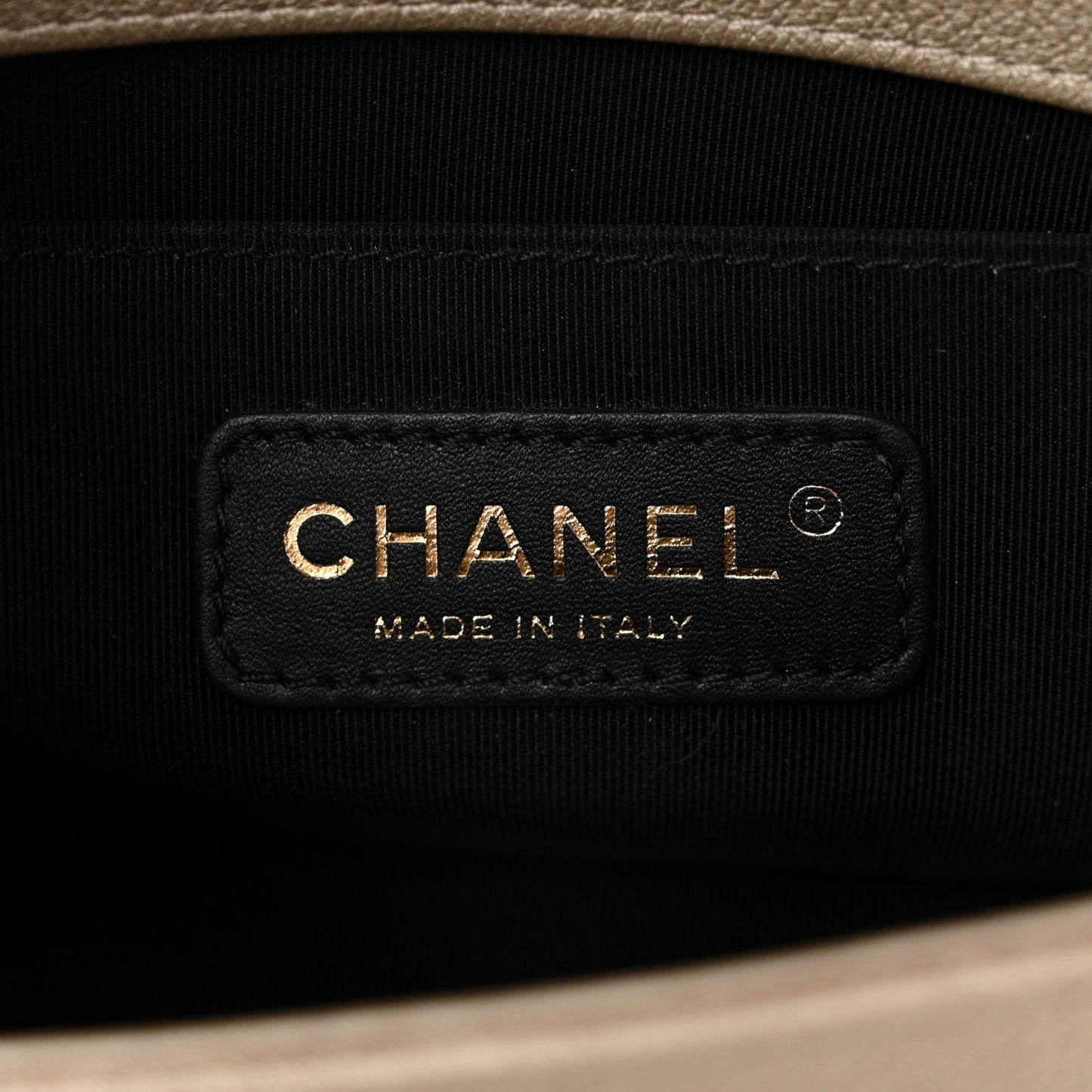 Metallic Lambskin Small Scaled Boy Flap Beige