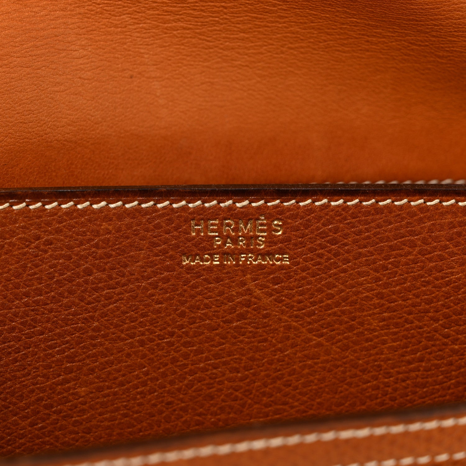 Hermes Canvas Courchevel Medor Clutch Gold Brown 6 of 15