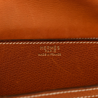 Hermes Canvas Courchevel Medor Clutch Gold Brown 6 of 15
