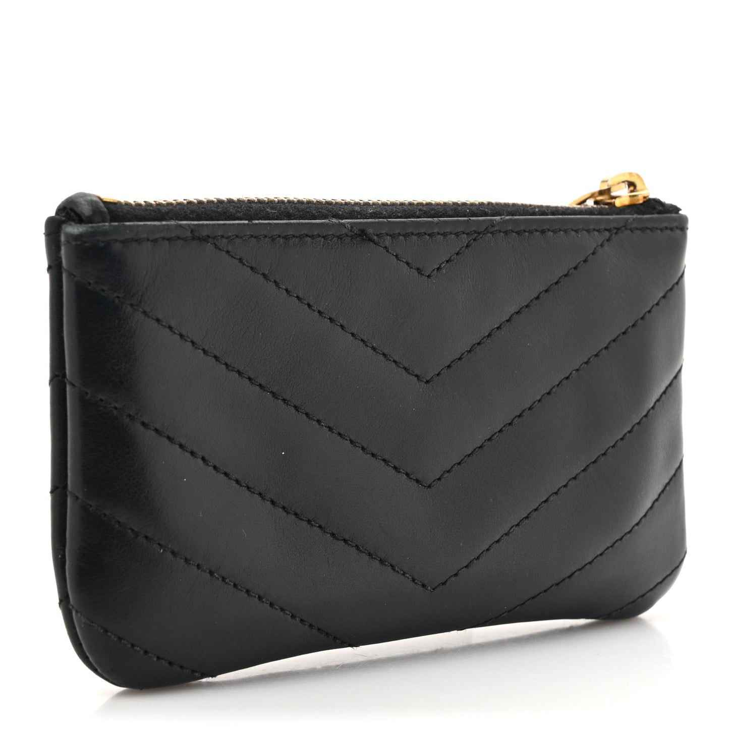 Calfskin Matelasse Monogram Key Pouch Black