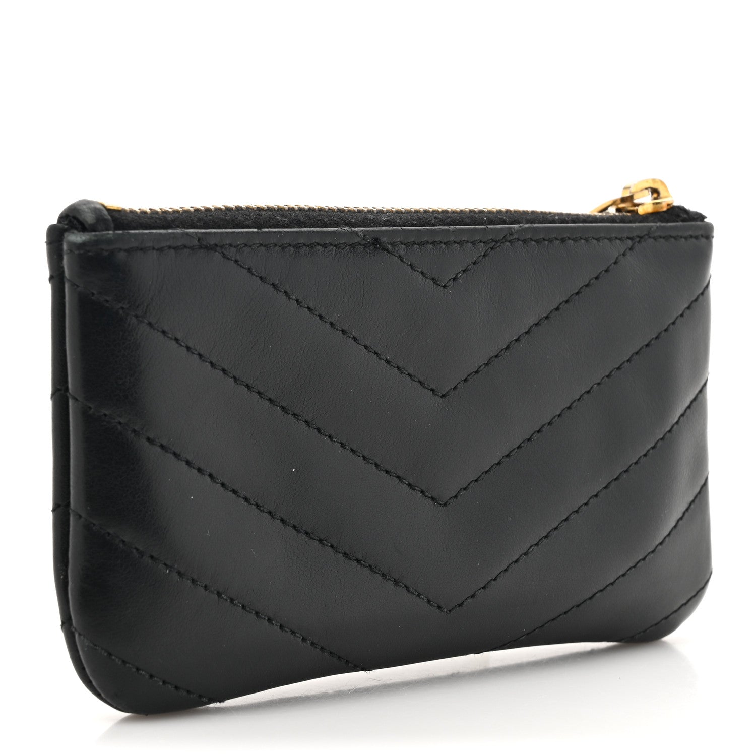 Saint Laurent Calfskin Matelasse Monogram Key Pouch Black 3 of 8