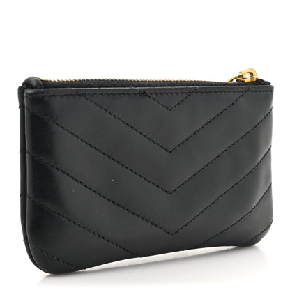 Saint Laurent Calfskin Matelasse Monogram Key Pouch Black 3 of 8