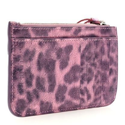 Balenciaga Metallic Agneau Leopard Print Le Cagole Coin Card Holder Pink 3 of 6