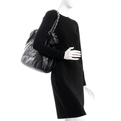 Chanel Tweed Lambskin Drawstring Tweedy Tote Black 2 of 11